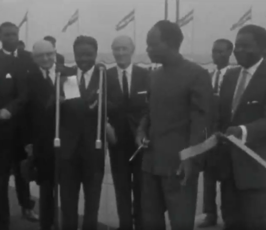 Kwame Nkrumah commissions Tema Motorway