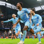 Raheem Sterling of Manchester City celebrates after scoring their side's first goal from the penalty spot during the Premier League match between Manchester City and Wolverhampton Wanderers at Etihad Stadium on December 11, 2021 in Manchester, England Image credit: Getty Images