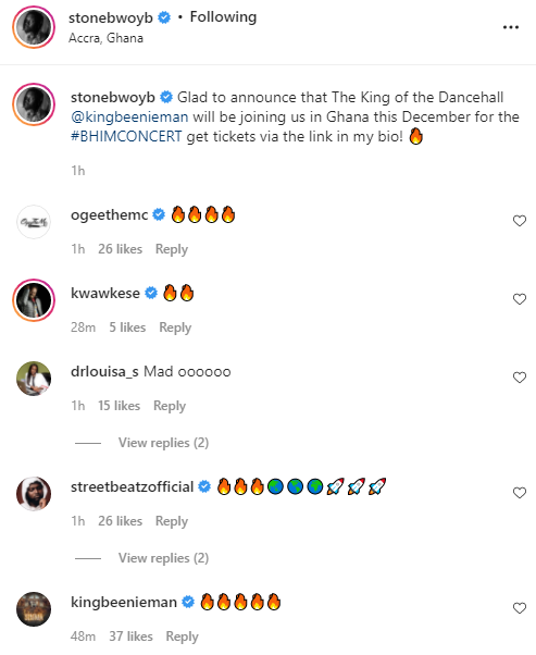 Beenie Man confirms he'll perform at Stonebwoy's 'Bhim Concert' in December