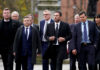 Former Chelsea manager Frank Lampard (centre right) and former Manchester United manager Sir Alex Ferguson (back) attend the memorial service at Glasgow Cathedral. On the 26th October 2021 it was announced that former Scotland, Rangers and Everton manager Walter Smith had died aged 73. Picture date: Friday November 19, 2021. (Photo by Andrew Milligan/PA Images via Getty Images)