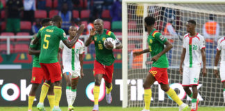 Vincent Aboubakar of Cameroon celebrates after scoring a goal during the 2021 Africa Cup of Nations Afcon Finals football Cameroon ad Burkina Faso at Olembe Stadium in Yaounde, Cameroon on 09 January 2022 ©Muzi Ntombela/BackpagePix