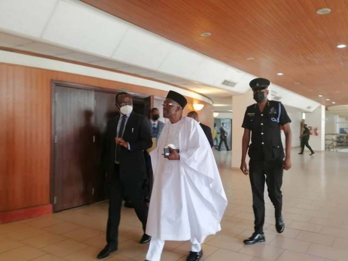 Speaker of Parliament, Alban Bagbin with First Deputy Speaker, Joseph Osei-Owusu walking into the Chamber on February 15, 2022.