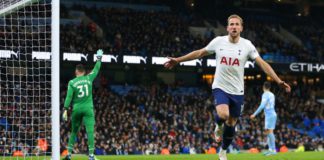 Kane celebrates against Man City