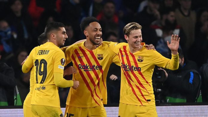 Barcelona players celebrate