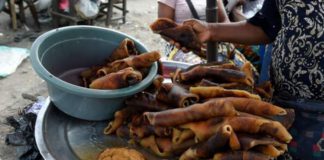 Cow hides are cooked as a popular delicacy known as “ponmo”