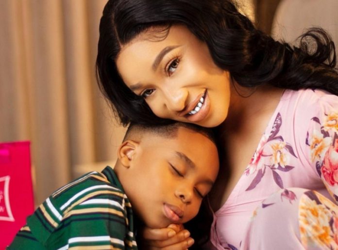 Tonto Dikeh and her son Andre (Credit: Instagram/@tontolet)