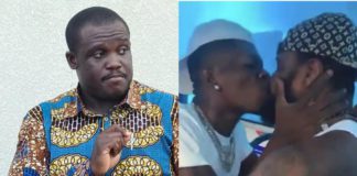 Sam George and photo of Shatta Wale kissing his bodyguard