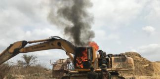 burnt excavators