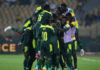 Senegal celebrate Abdou Lakhad Diallo of Senegal opening goal during the 2021 Africa Cup of Nations Afcon Finals Semifinal match between Burkina Faso and Senegal held at Ahmadou Ahidjo Stadium in Yaounde, Cameroon on 02 February 2022 ©Shaun Roy/BackpagePix