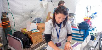 The opening of the ’Shining Star’ Israeli field hospital in the town of Mostyska near Liviv in Ukraine (Image: Rowan Griffiths / Daily Mirror)