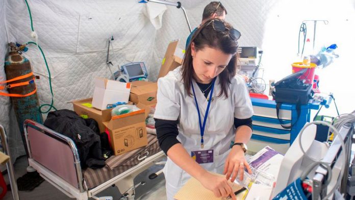 The opening of the ’Shining Star’ Israeli field hospital in the town of Mostyska near Liviv in Ukraine (Image: Rowan Griffiths / Daily Mirror)