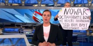 It comes after news editor Marina Ovsyannikova held up an anti-war message during a live broadcast last night ( Image: AFP via Getty Images)