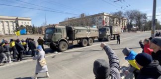 There have been regular protests in Kherson since it was occupied by Russia on 3 March
