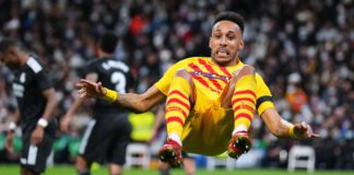 Pierre-Emerick Aubameyang of Barcelona celebrates Image credit: Getty Images