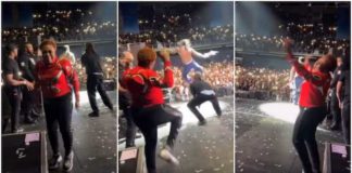 Burna Boy's mum Bose Ogulu wows fans with her dance moves on stage in Ireland. Source: Instagram