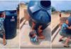 She fell while doing the challenge Photo Credit: Screengrabs from video shared by @saintavenue_ent1