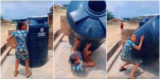 She fell while doing the challenge Photo Credit: Screengrabs from video shared by @saintavenue_ent1