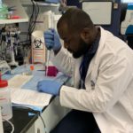 From cleaner to neurosurgeon at Vanderbilt University Medical Center – Dr Kwadwo Sarpong’s story Kwadwo Sarpong working in the lab of Dr. Edjah Nduom in 2019