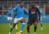 Napoli's defender Juan Jesus (L) in action against AC Milan's midfielder Frank Kessie during the Italian Serie A soccer match AC Milan vs SSC Napoli at Giuseppe Meazza Stadium in Milan, Italy, 19 December 2021. EPA/ROBERTO BREGANI