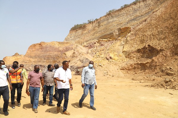 Ransford Sekyi (4th from left), acting Deputy Executive Director in charge of Operations at the Environmental Protection Agency (EPA), Michael Ali Sandow (right), acting Director of Mining Department of the EPA, and other officials inspecting the damages caused by the sand winners at the Weija Ridge in Accra. Picture: GABRIEL AHIABOR Ransford Sekyi (4th from left), acting Deputy Executive Director in charge of Operations at the Environmental Protection Agency (EPA), Michael Ali Sandow (right), acting Director of Mining Department of the EPA, and other officials inspecting the damages caused by the sand winners at the Weija Ridge in Accra. Picture: GABRIEL AHIABOR