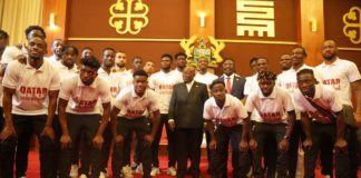 Akufo Addo with Black Stars players