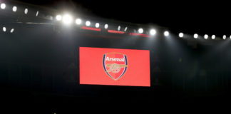LONDON, ENGLAND - NOVEMBER 29: The Arsenal logo is seen on the LED screen prior to the Premier League match between Arsenal and Wolverhampton Wanderers at Emirates Stadium on November 29, 2020 in London, England. Sporting stadiums around the UK remain under strict restrictions due to the Coronavirus Pandemic as Government social distancing laws prohibit fans inside venues resulting in games being played behind closed doors. (Photo by Catherine Ivill/Getty Images)