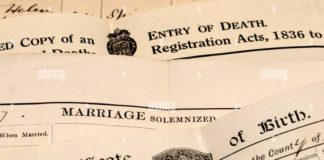 certified-copies-of-birth-marriage-and-death-registers - Get this image on: Alamy