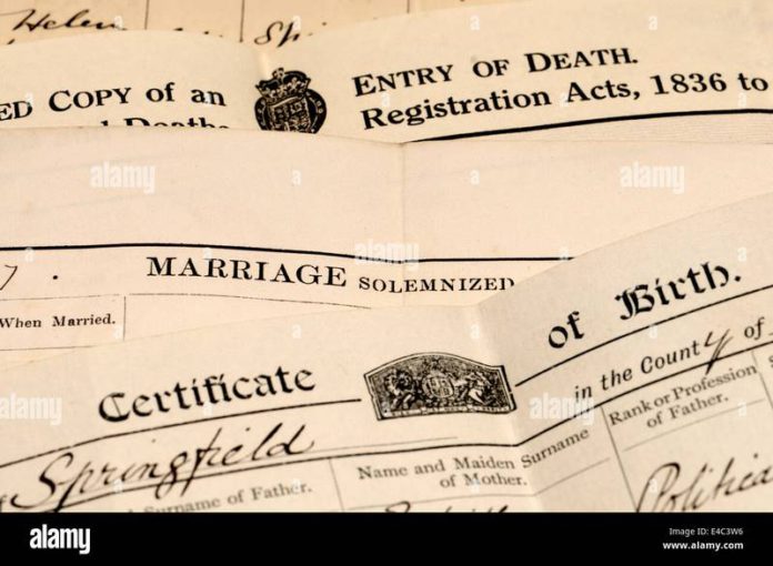 certified-copies-of-birth-marriage-and-death-registers - Get this image on: Alamy certified-copies-of-birth-marriage-and-death-registers - Get this image on: Alamy