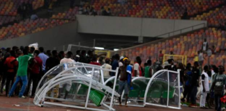 Super Eagles fans stormed the pitch after the game AFP