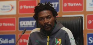 Rigobert Song, coach of Cameroon during the Cameroon Press Conference on 22 January 2018 at Grand Stade de Tanger, Tanger Morocco Pic Sydney Mahlangu/BackpagePix