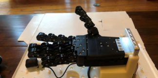 A robotic hand with 3D printed fingertip (Image: Bristol University / SWNS)