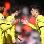 Chelsea celebrate their fourth goal against Southampton Image credit: Getty Images