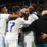 UCL: Cheslea beaten with Benzema late goal as Real Madrid book semifinal spot MADRID, SPAIN - APRIL 12: Karim Benzema of Real Madrid celebrates with teammates after scoring their team's second goal during the UEFA Champions League Quarter Final Leg Two match between Real Madrid and Chelsea FC at Estadio Santiago Bernabeu on April 1 Image credit: Getty Images