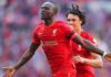 LONDON, ENGLAND - APRIL 16: Sadio Mane of Liverpool celebrates after scoring his side's third goal during The Emirates FA Cup Semi-Final match between Manchester City and Liverpool at Wembley Stadium on April 16, 2022 in London, England. (Photo by James G Image credit: Getty Images