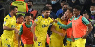 Lucas Perez (3rdR) celebrates with teammates after scoring a goal Image credit: Getty Images