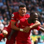 Naby Keita of Liverpool celebrates scoring the opening goal with team-mate Luis Diaz during the Premier League match between Newcastle United and Liverpool at St. James' Park Image credit: Getty Images
