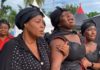 Actress, Gloria Osei Sarfo (middle) mourns late mother