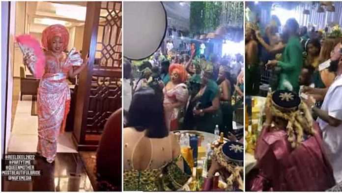 Singer Kcee sprays money on actress Rita Dominic. Photo: @iam_ikeonyema Singer Kcee sprays money on actress Rita Dominic. Photo: @iam_ikeonyema