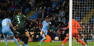 Manchester City's Raheem Sterling misses a chance on goal during the UEFA Champions League round of sixteen second leg match at the Etihad Stadium, Manchester. Picture date: Wednesday March 9, 2022.