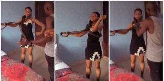 The actress freaked out. Photo Credit: Screengrabs from video shared by @saintavenue_ent1