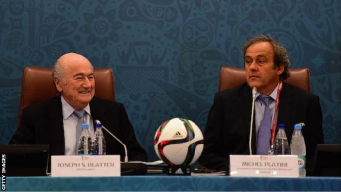 Former Fifa president Sepp Blatter and former Uefa president Michel Platini