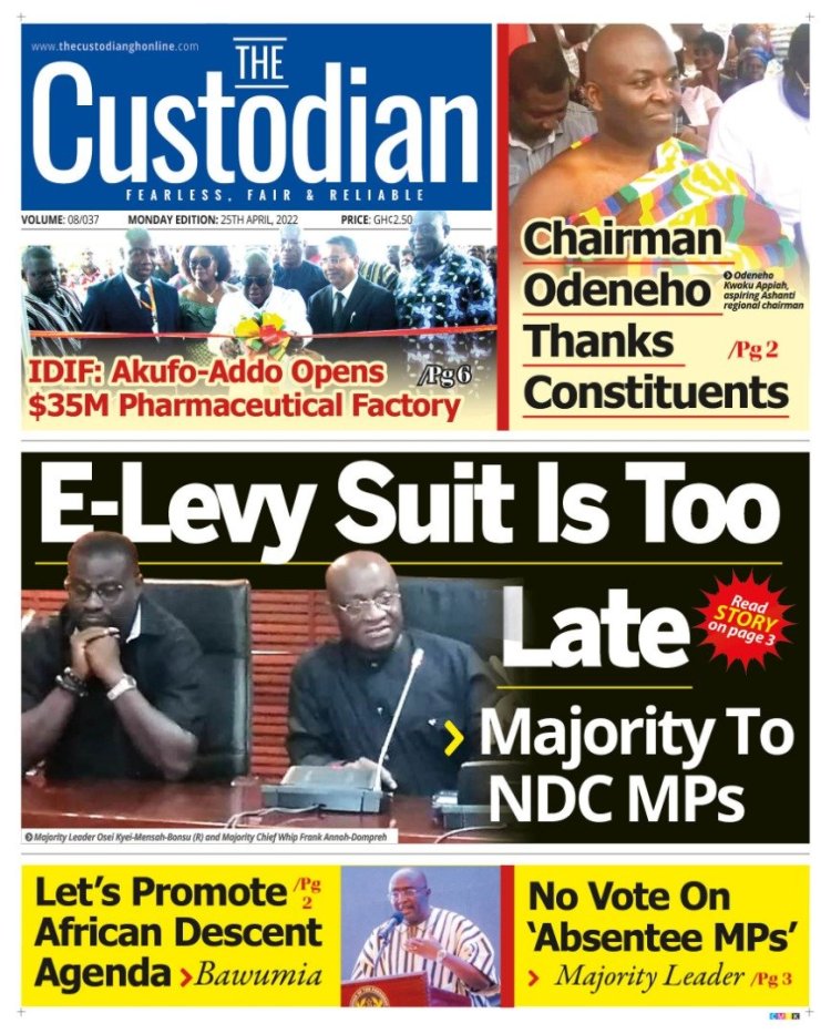 Newspaper Headlines: Monday, April 25, 2022. 116