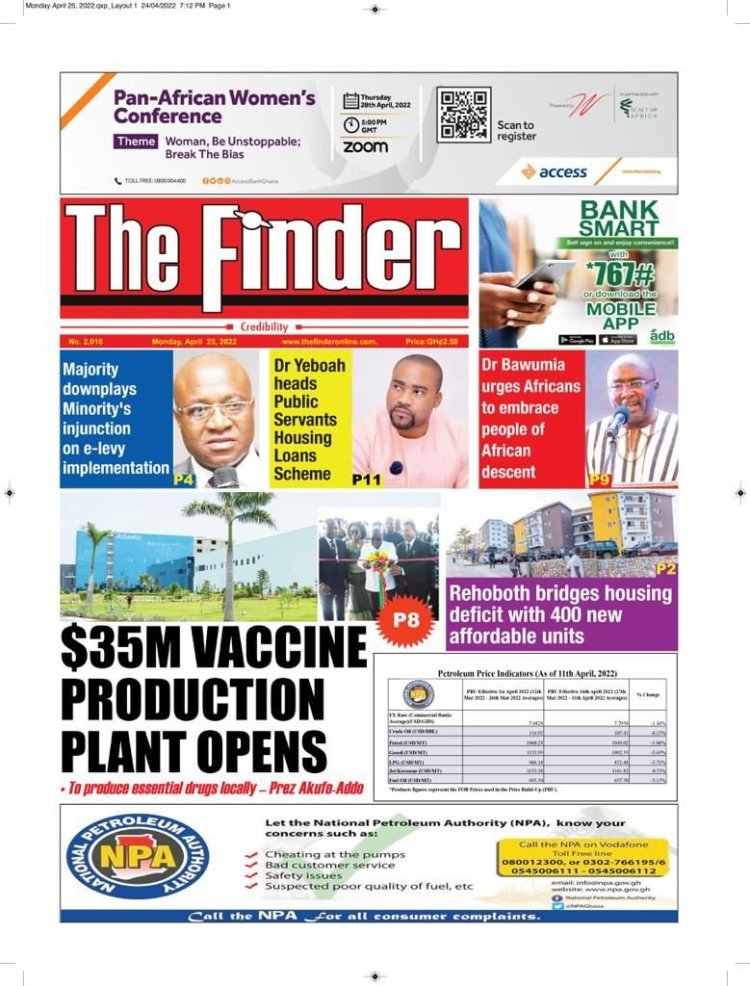 Newspaper Headlines: Monday, April 25, 2022. 112