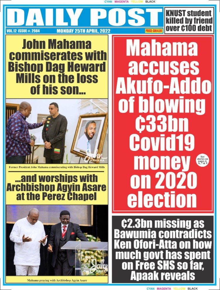 Newspaper Headlines: Monday, April 25, 2022. 107