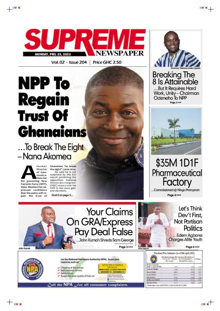 Newspaper Headlines: Monday, April 25, 2022. 108