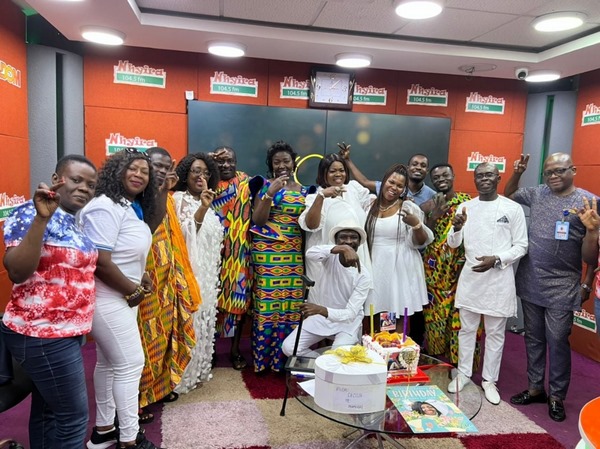 Nhyira Fm’s Mama Effe Amanor honoured with a Special Kente cloth woven in her name