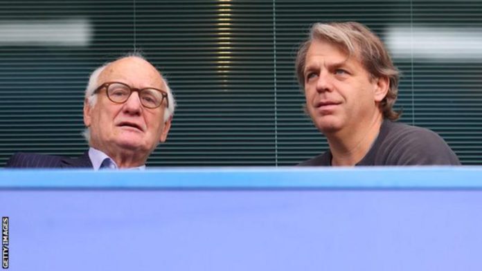Bruce Buck (left) and Todd Boehly watched Chelsea's recent Premier League game against Wolves together
