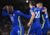 Romelu Lukaku of Chelsea celebrates after scoring their side's third goal with Hakim Ziyech during the Premier League match between Leeds United and Chelsea at Elland Road on May 11, 2022 in Leeds, England. (Photo by Stu Forster/Getty Images) Image credit: Getty Images