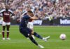 Riyad Mahrez of Manchester City has their penalty saved by Lukasz Fabianski of West Ham United (not pictured) during the Premier League match between West Ham United and Manchester City at London Stadium on May 15, 2022 in London, England. Image credit: Getty Images