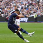 PL: Mahrez misses late penalty as Man City fight back to draw with West Ham Riyad Mahrez of Manchester City has their penalty saved by Lukasz Fabianski of West Ham United (not pictured) during the Premier League match between West Ham United and Manchester City at London Stadium on May 15, 2022 in London, England. Image credit: Getty Images